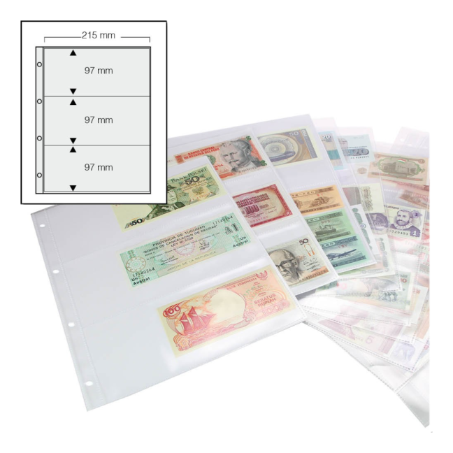Compact A4 Three Pocket Page for Banknotes